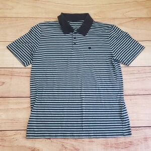 Brixton‎ Polo Shirt Mens Medium Blue Striped Golf Casual Short Sleeve Skater